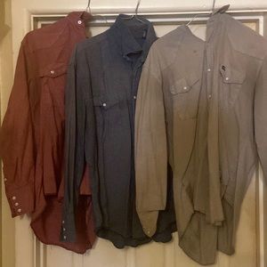 Wrangler cowboy cut western chambray work shirt